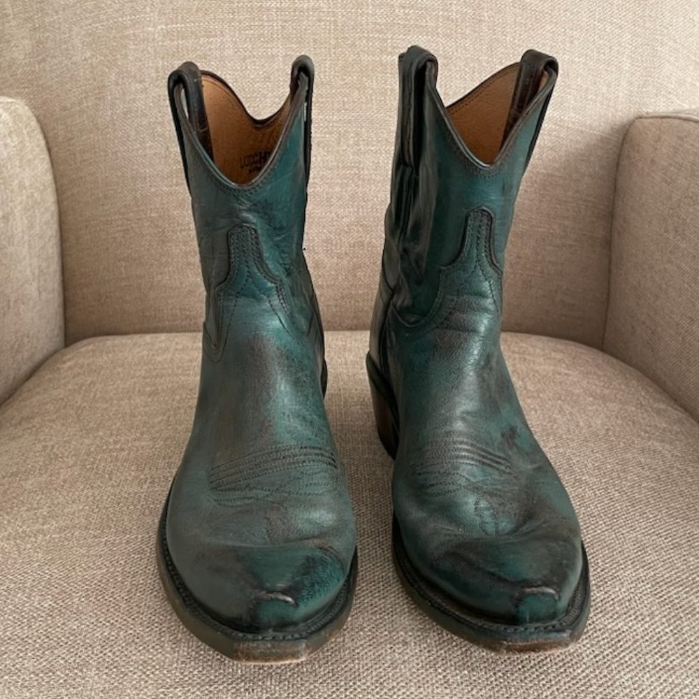 LUCCHESE GABY TURQUOISE SHORT BOOTIE 7.5